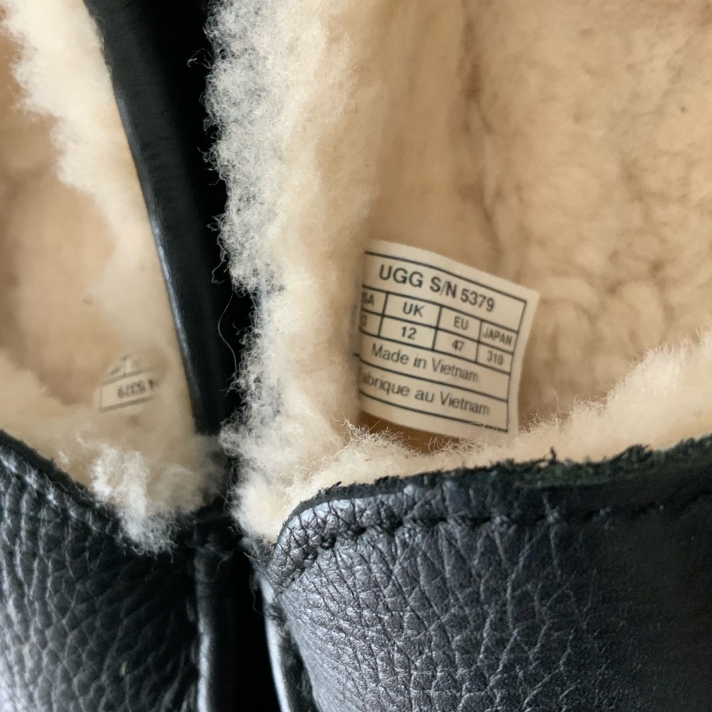Ugg Black Leather Boots With Soft Cream Interior